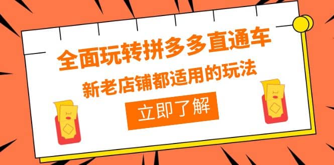 全面玩转拼多多直通车，新老店铺都适用的玩法（12节精华课）聚创吧-网创项目资源站-副业项目-创业项目-搞钱项目聚创吧