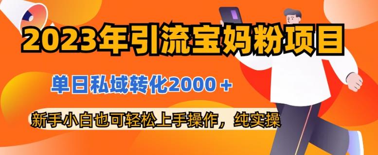 2023年引流宝妈粉项目，单日私域转化2000＋，新手小白也可轻松上手操作，纯实操聚创吧-网创项目资源站-副业项目-创业项目-搞钱项目聚创吧