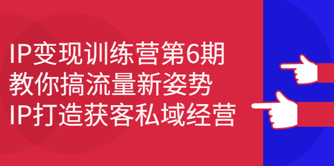 IP变现训练营第6期：教你搞流量新姿势，IP打造获客私域经营聚创吧-网创项目资源站-副业项目-创业项目-搞钱项目聚创吧