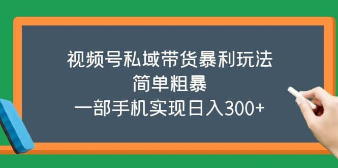 视频号私域带货暴利玩法，简单粗暴聚创吧-网创项目资源站-副业项目-创业项目-搞钱项目聚创吧