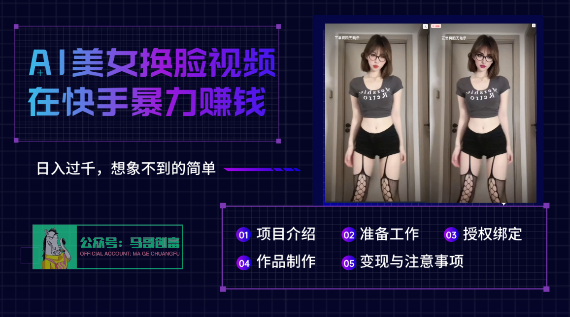 AI批量生成美女换脸视频，结合抖音快手暴利赚钱，通过此方法拉新日入过千聚创吧-网创项目资源站-副业项目-创业项目-搞钱项目聚创吧