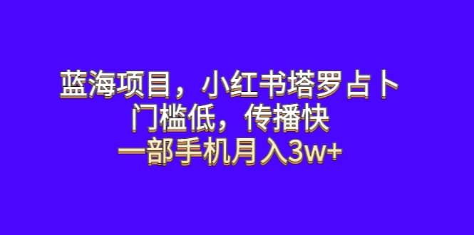 蓝海项目，小红书塔罗占卜，门槛低，传播快，一部手机月入3w+聚创吧-网创项目资源站-副业项目-创业项目-搞钱项目聚创吧
