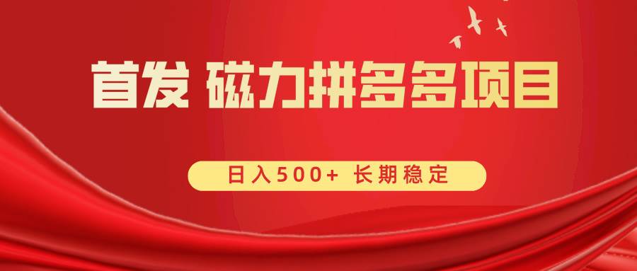 首发 磁力拼多多自撸  日入500+聚创吧-网创项目资源站-副业项目-创业项目-搞钱项目聚创吧