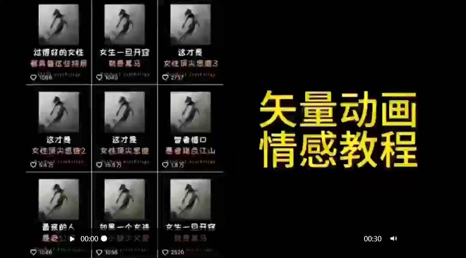 矢量动画情感教程：高点赞涨粉，适合情感、思维、创业教育等赛道聚创吧-网创项目资源站-副业项目-创业项目-搞钱项目聚创吧