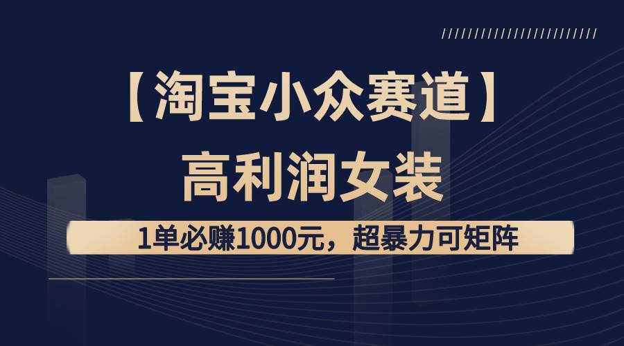 【淘宝小众赛道】高利润女装：1单必赚1000元，超暴力可矩阵聚创吧-网创项目资源站-副业项目-创业项目-搞钱项目聚创吧