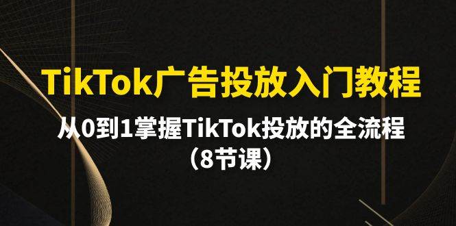 TikTok广告投放入门教程，从0到1掌握TikTok投放的全流程（8节课）聚创吧-网创项目资源站-副业项目-创业项目-搞钱项目聚创吧