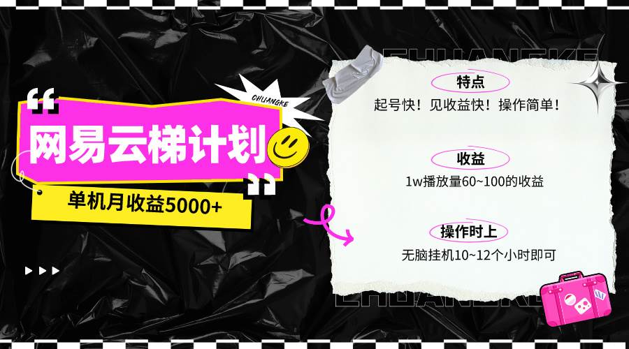 最新网易云梯计划网页版，单机月收益5000+！可放大操作聚创吧-网创项目资源站-副业项目-创业项目-搞钱项目聚创吧