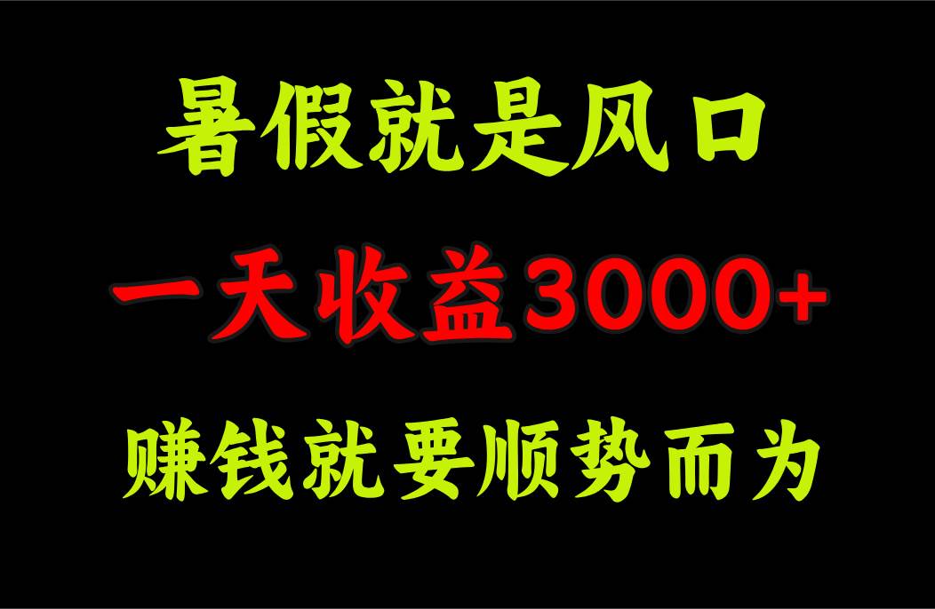 一天收益3000+ 赚钱就是顺势而为，暑假就是风口聚创吧-网创项目资源站-副业项目-创业项目-搞钱项目聚创吧