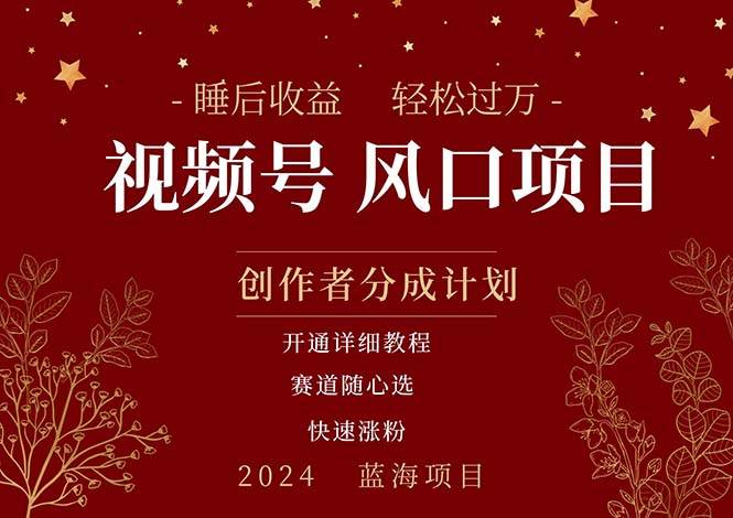 拥有睡眠收益的微信视频号大风口项目，轻松月入过万+，多赛道选择，可…聚创吧-网创项目资源站-副业项目-创业项目-搞钱项目聚创吧