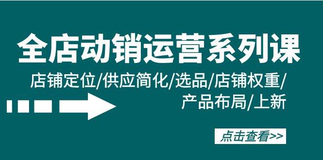 全店·动销运营系列课：店铺定位/供应简化/选品/店铺权重/产品布局/上新聚创吧-网创项目资源站-副业项目-创业项目-搞钱项目聚创吧