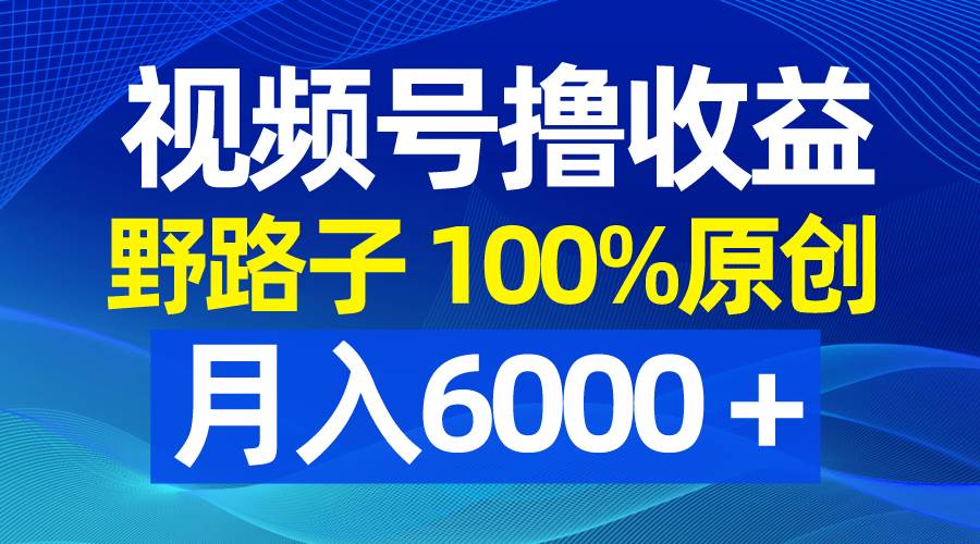 视频号野路子撸收益，100%原创，条条爆款，月入6000＋聚创吧-网创项目资源站-副业项目-创业项目-搞钱项目聚创吧