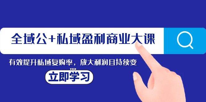 全域公+私域盈利商业大课，有效提升私域复购率，放大利润且持续变现聚创吧-网创项目资源站-副业项目-创业项目-搞钱项目聚创吧