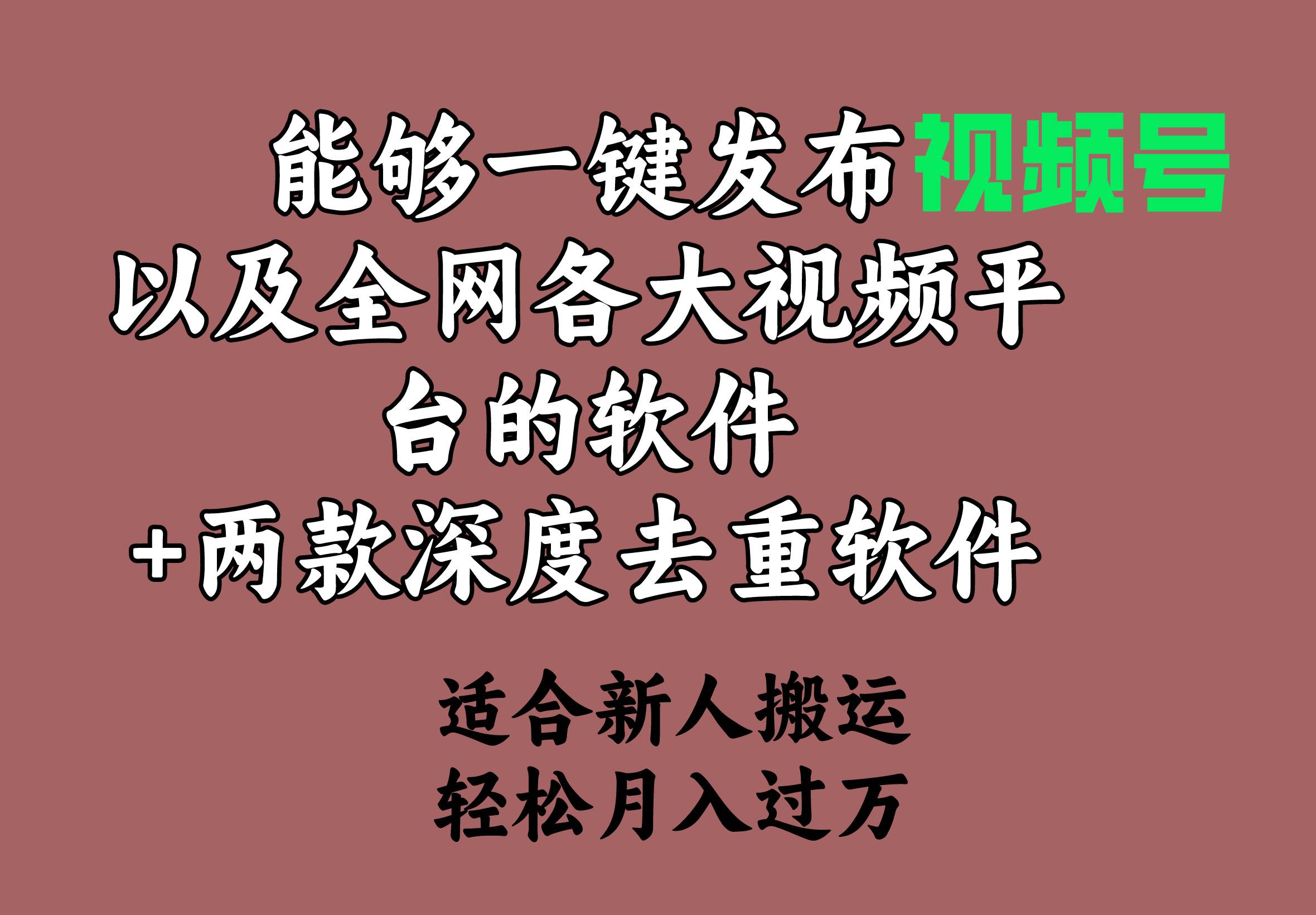 能够一键发布视频号以及全网各大视频平台的软件+两款深度去重软件 适合…聚创吧-网创项目资源站-副业项目-创业项目-搞钱项目聚创吧