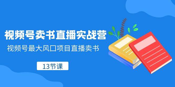 视频号-卖书直播实战营，视频号最大风囗项目直播卖书（13节课）聚创吧-网创项目资源站-副业项目-创业项目-搞钱项目聚创吧