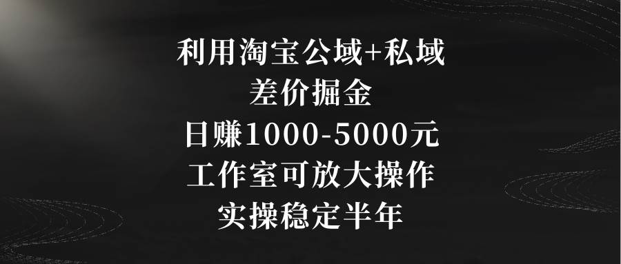 利用淘宝公域+私域差价掘金，日赚1000-5000元，工作室可放大操作，实操…聚创吧-网创项目资源站-副业项目-创业项目-搞钱项目聚创吧