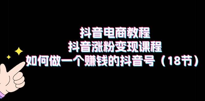 抖音电商教程：抖音涨粉变现课程：如何做一个赚钱的抖音号（18节）聚创吧-网创项目资源站-副业项目-创业项目-搞钱项目聚创吧