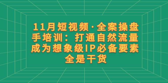 11月短视频·全案操盘手培训：打通自然流量 成为想象级IP必备要素 全是干货聚创吧-网创项目资源站-副业项目-创业项目-搞钱项目聚创吧