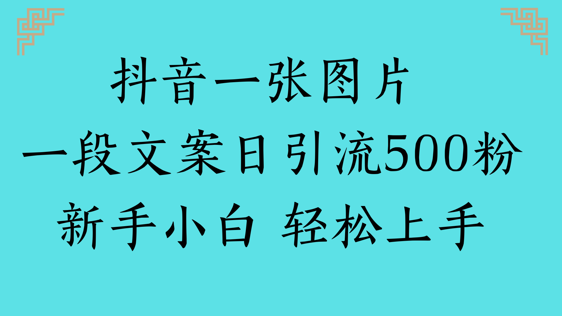 抖音一张图片 一段文案日引流500粉新手小白 轻松上手聚创吧-网创项目资源站-副业项目-创业项目-搞钱项目聚创吧