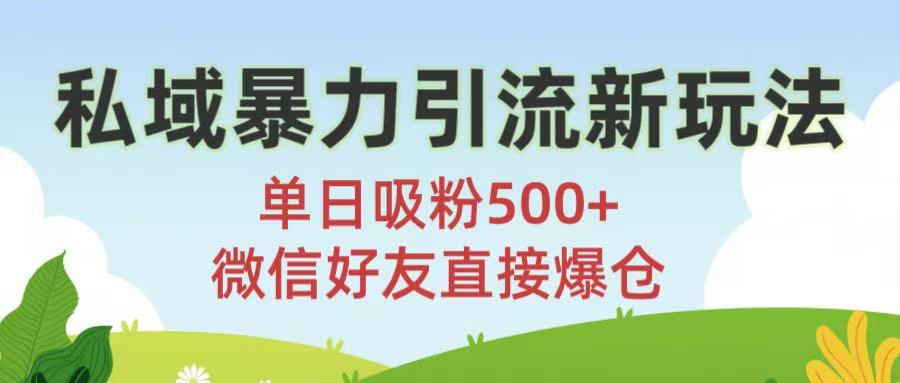 私域暴力引流新玩法!单日吸粉500+，微信好友直接爆仓聚创吧-网创项目资源站-副业项目-创业项目-搞钱项目聚创吧