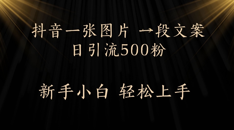 抖音一张图片，一段文案日引流500粉，新手小白 轻松上手聚创吧-网创项目资源站-副业项目-创业项目-搞钱项目聚创吧