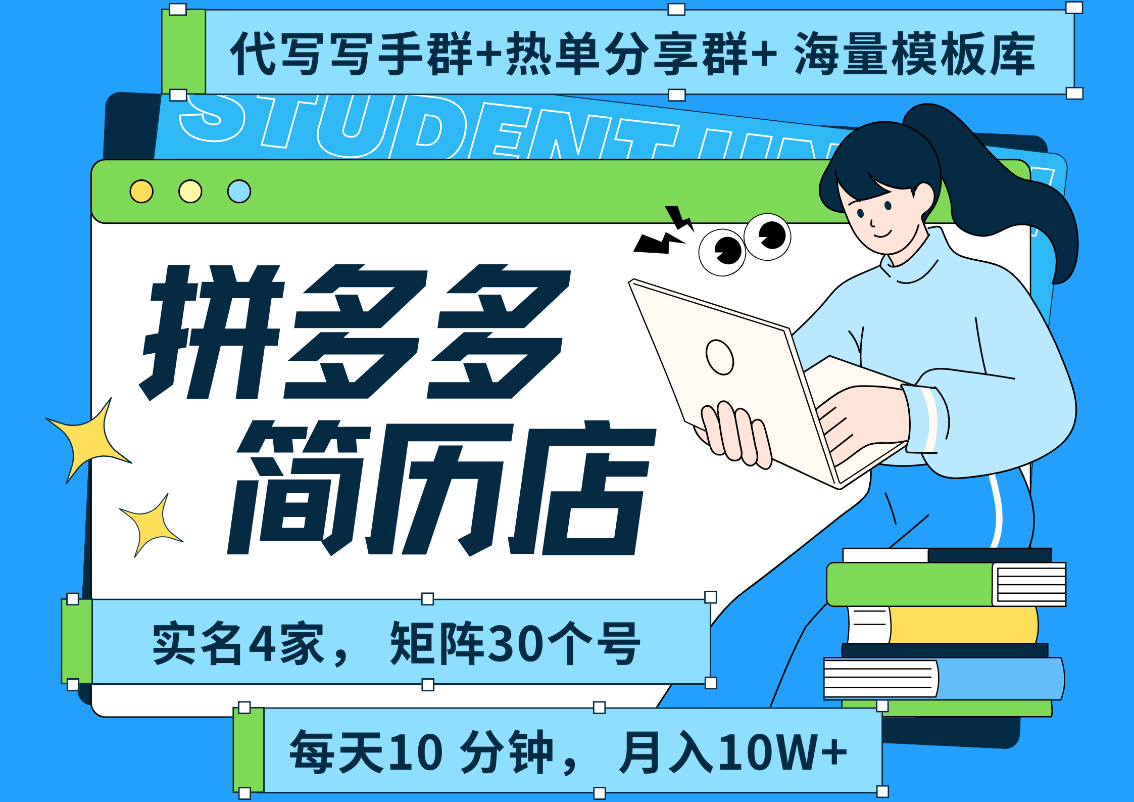 拼多多 虚拟资料 简历 海报代写 全SOP流程 毫无保留分享（含后端资料以及代写渠道）每天十分钟 每人实名四个店  矩阵30个账号  轻轻松松 月入10W聚创吧-网创项目资源站-副业项目-创业项目-搞钱项目聚创吧