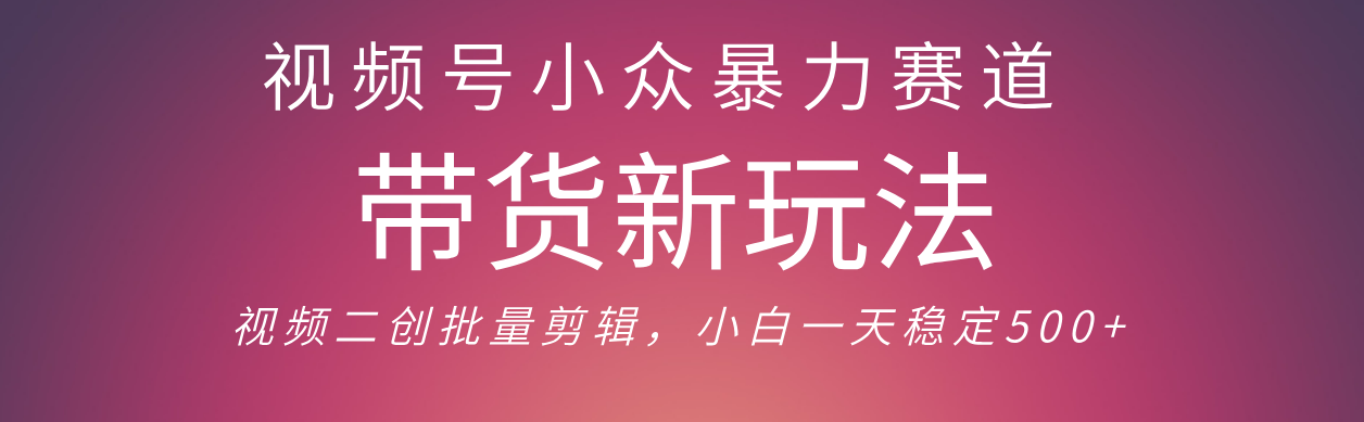 视频号小众暴力赛道，最新带货玩法 小白也能轻松日入500+ 保姆及教程聚创吧-网创项目资源站-副业项目-创业项目-搞钱项目聚创吧