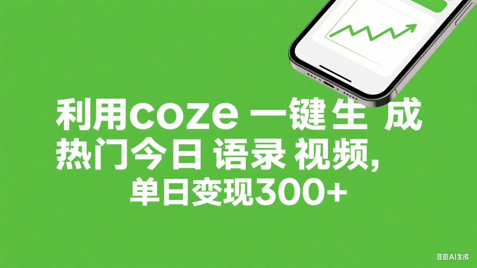 利用coze一键生成热门今日语录视频，单日变现300+聚创吧-网创项目资源站-副业项目-创业项目-搞钱项目聚创吧