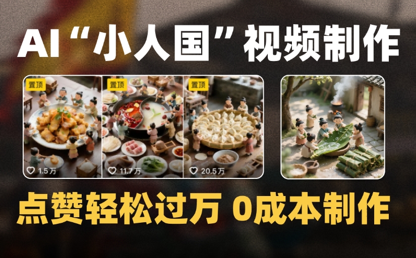 爆款1000W+微缩景观迷你小人国AI视频，0成本制作全流程教学聚创吧-网创项目资源站-副业项目-创业项目-搞钱项目聚创吧