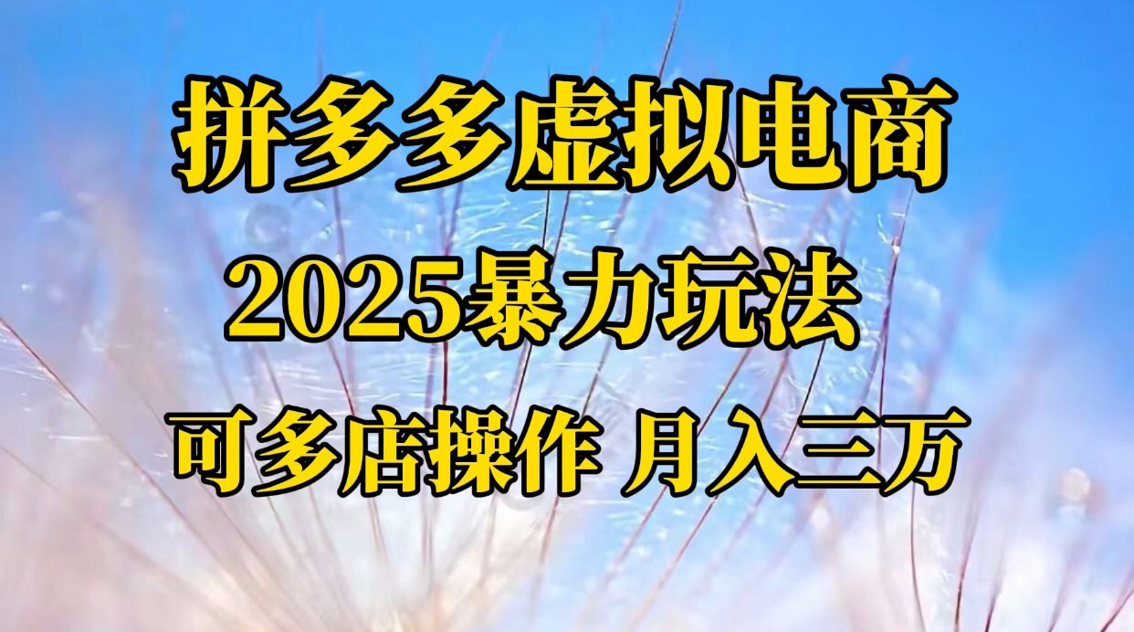 拼多多虚拟电商，不囤货不垫资的虚拟电商聚创吧-网创项目资源站-副业项目-创业项目-搞钱项目聚创吧