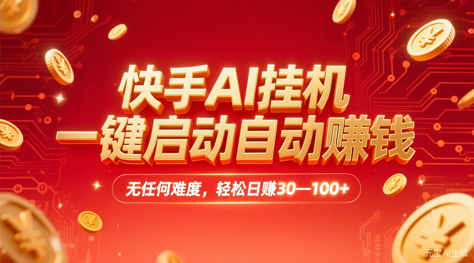 快手AI，一键启动自动赚钱 无任何难度，轻松一天30—100+聚创吧-网创项目资源站-副业项目-创业项目-搞钱项目聚创吧