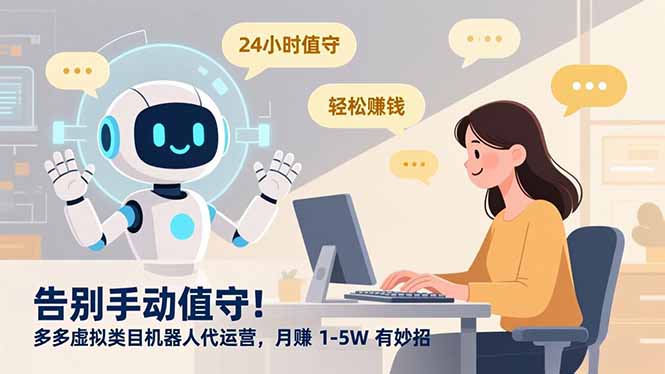 告别手动值守！多多虚拟类目机器人代运营，月赚 1-5W 有妙招聚创吧-网创项目资源站-副业项目-创业项目-搞钱项目聚创吧