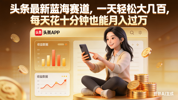头条最新蓝海赛道，一天轻松大几百，每天花十分钟也能月入过万聚创吧-网创项目资源站-副业项目-创业项目-搞钱项目聚创吧
