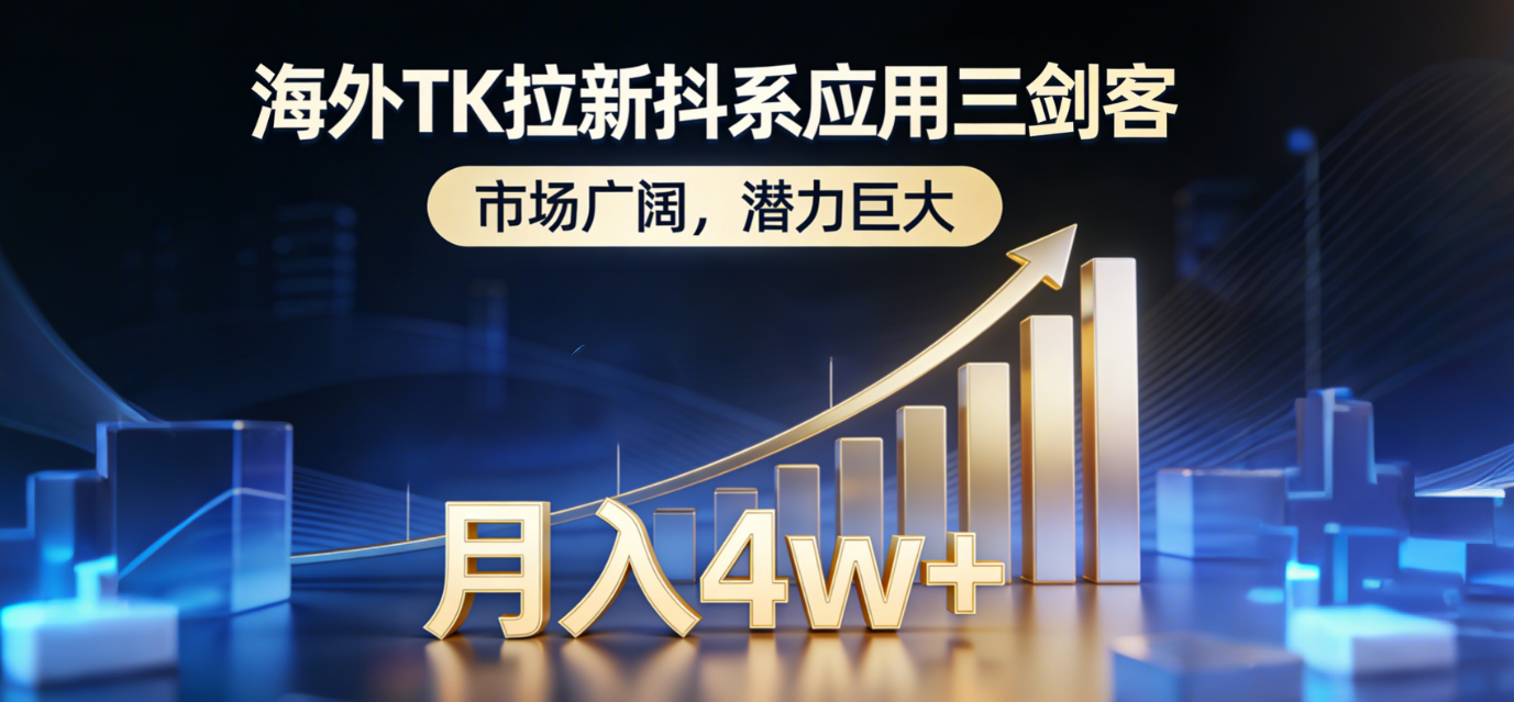 2026海外TK拉新抖系应用三剑客，市场广阔，潜力巨大，月入4w+聚创吧-网创项目资源站-副业项目-创业项目-搞钱项目聚创吧