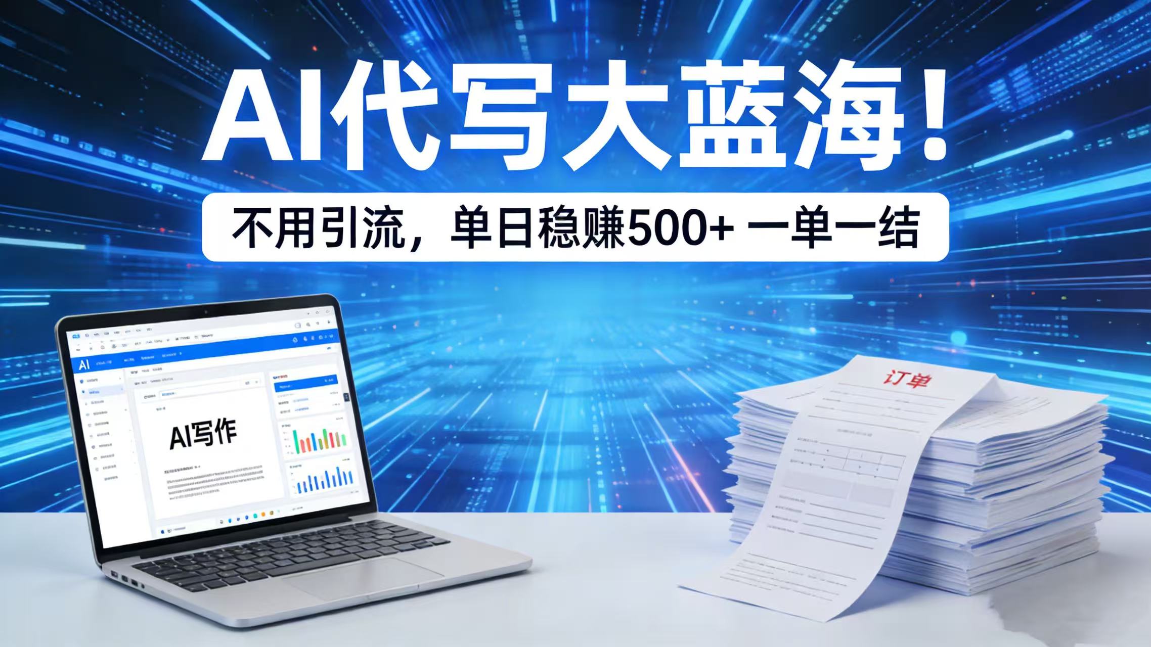 AI 代写大蓝海！不用引流，单日稳赚 500 + 一单一结聚创吧-网创项目资源站-副业项目-创业项目-搞钱项目聚创吧